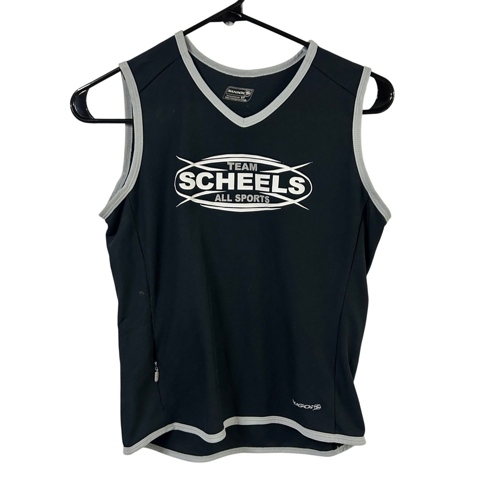 Sugoi Cycling Jersey Womens Small Sleeveless Team Scheels Black Bike Running